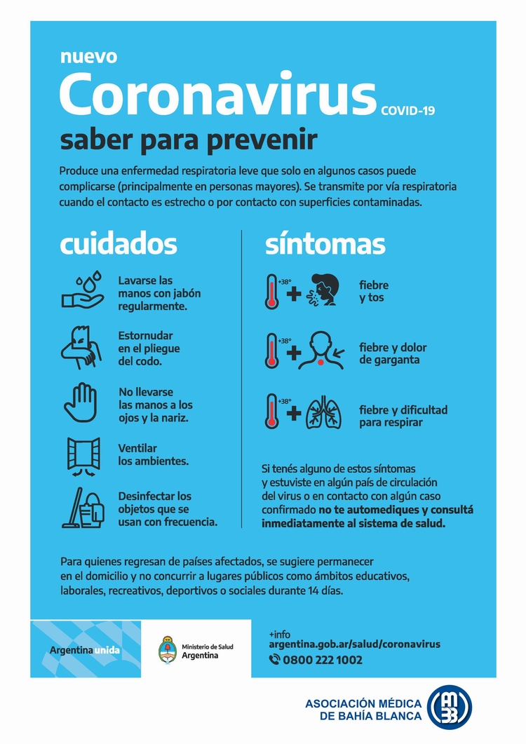 Afiche Nuevo Coronavirus saber para prevenir